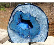 Agate Geode Blue Bookends-XL-7 lbs 15 ounces-Excellent Colors And Druzy Centers picture