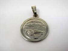 Vintage Christian Medal Charm: Saint Under Mountain Range picture