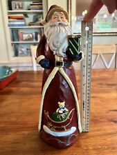 Vintage Old World Santa St. Nicholas With Gift Bear Sleigh Figurine Resin picture