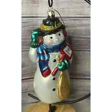 European Style Glass Snowman Christmas Ornament - Mouth Blown Vintage picture