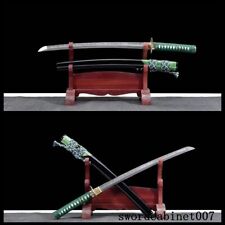 FULL TANG HANDMADE CLAY TEMPERED FOLDED STEEL JAPANESE SAMURAI WAKIZASHI SWORD picture