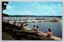 Swimming At Lake Lawn Lodge On Delavan Lake Wisconsin Vintage Unposted Canoeing picture