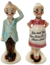 Vintage Enesco Pregnant Salt & Pepper Shakers “You and Your Once More..” Novelty picture
