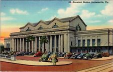c1940s Terminal Station Jacksonville Florida Vintage Postcard FLA Old Cars picture