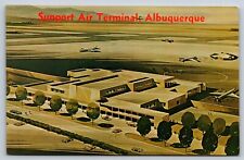 Sunport Air Terminal Albuquerque New Mexico Postcard Artist Rendering Old Cars picture