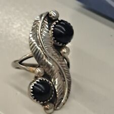 BEAUTIFUL NATIVE AMERICAN NAVAJO FANNIE PLATERO LEAF RING SZ 8.75 picture