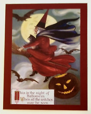 *Halloween* Postcard: Flying Witch On Halloween Night Vintage Image~Reproduction picture