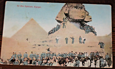 RARE pc GREAT WHITE FLEET 1908-1909 SAILORS AT SUEZ CANAL SPHINX EGYPT TOUR picture