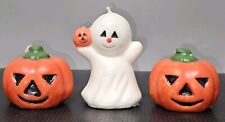 3 Vintage Halloween Candles Ghost Pumpkin Jack-O-Lantern picture