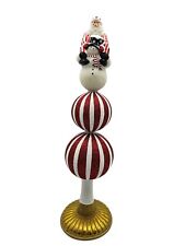 Patricia Breen Helping Hand Up Finial Red Pearl Striped Christmas Tree Topper picture