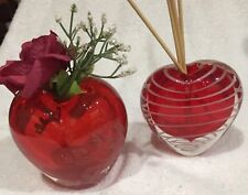 ❤️REDUCED❤️-Avon Heavy Red Heart Shaped Vases/Diffusers-Solid-2008, Striped-2003 picture