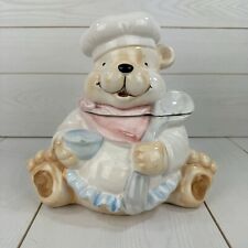 Vintage Sunshine Teddy Bear Baking Chef Hat Ceramic Cookie Jar Canister 11