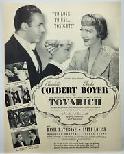 1937 Tovarich Boyer Claudette Colbert Movie Vintage Print Ad Poster Man Cave Art picture