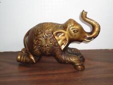BEAUTIFUL VINTAGE SOLID BRASS CROUCHING ELEPHANT MADE IN INDIA picture