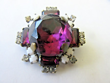 Magnificent Czech Vintage Glass Rhinestone  Purple & Crystal & White  Button picture
