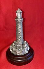Fort Pewter LIGHTHOUSE On Wood Base By B. Austin, 5” Tall, Great picture