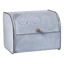 Vintage Punched Tin Bread Box - Weathered Zinc picture
