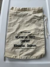 Vintage Wilmington Delaware Trust Company Bank Cloth Coin Money Deposit Bag picture