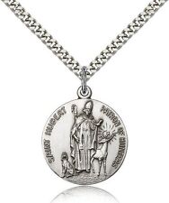 Saint Hubert Of Liege Medal For Men Women - Sterling Silver Necklace 24 Chain picture