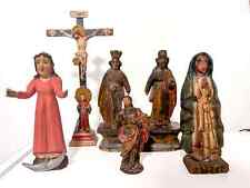 Lot of 6 antique European and South American  wood santos figure picture