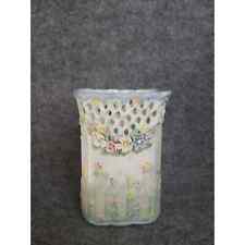Vintage Ceramic Porcelain 3D Floral Lattice Square Flower Vase Home Decor picture