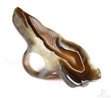 Fine Gemstone Size 7 1/2, Mozambique Agate Carved Crystal Skull Ring #4805522 picture