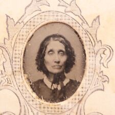 Antique Paper Framed Gem Tintype Photo of Beautiful Older Woman picture