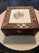 Vintage Wooden Hinged Jewelry Box picture