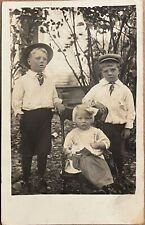 RPPC Sweet Children James Elsie Mildred Eide Antique Real Photo Postcard c1910 picture
