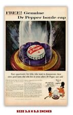 1950's FREE GENUINE DR PEPPER BOTTLE CAP OLD AD MAGNET  3.5 X 5.5 