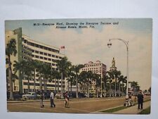 Biscayne Blvd with Alcazar and Biscayne Terrace Hotels linen post card ca 1949 picture