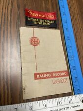 New Holland 1950s Baling Record Book & NH Dealer Old Vintage Cloth Patch Lot picture