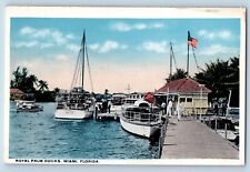 Miami Florida FL Postcard Royal Palm Docks Yacht Boat Ship c1920 Vintage Antique picture