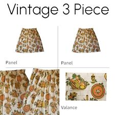 3 Vintage Pieces 2 Curtain Panels / 1 Valance Cottage Kitchen Print Floral 70s picture