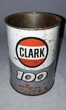 VINTAGE CLARK 100 MOTOR OIL CAN METAL ONE QUART picture