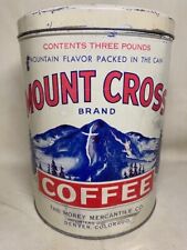 Antique Mount Cross Coffee Tin Three Pounds Denver Colorado - Morey Mercantile picture