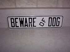 Vintage Embossed Metal BEWARE OF DOG Sign Old Pet Advertising picture