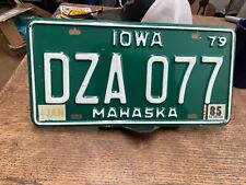 1979 w/ 1985 Sticker Iowa License Plate Mahaska County DZA 077 picture