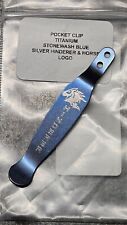Hinderer Knives OEM Stonewash Blue Horse & Vertical Logo Pocket Clip picture