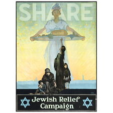 Jewish Relief Campaign FRIDGE MAGNET, 1918 World War Poster picture