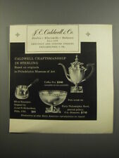 1951 J.E. Caldwell & Co Silver Ad - Coffee Pot, Saucepan and Philadelphia Bowl picture