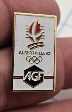 VTG Lapel Pinback Hat Pin Gold Tone Albertville 92 Olympic Games AGF sponsor picture