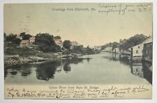 Ellsworth ME Maine Union River from Main ST Bridge Posted 1907 Postcard picture