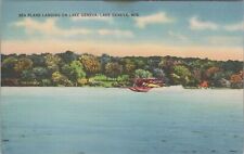 Sea Plane Landing on Lake Geneva Wisconsin Williams Bay c1940s PM Postcard picture