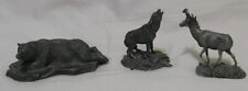 Franklin Mint Fine Pewter 1978 Set of 3 Polar Bear, Timber Wolf, Antelope picture