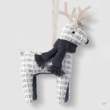 NEW Target Wondershop Fabric Reindeer Blue Scarf Christmas Tree Ornament 2022 picture