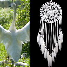 White Large Handmade Dream Catcher Home Decor DIY Feathers Hanging Dreamcatcher picture
