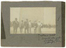 CIRCA 1880'S RARE CABINET CARD Group of People In Front Of Washington Monument picture