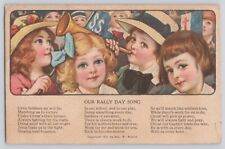 Postcard Our Rally Day Song Cute Children Playing Horn Lyrics Music Vintage 1916 picture