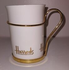 Harrods Knightsbridge Fine Bone China Coffee Mug Tea Cup London White Gold Trim picture